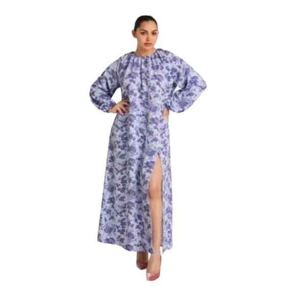 Hill House Ditzy‎ Floral Maxi Dress Simone Lilac Floral Crepe Sz M NWT - Picture 3 of 14